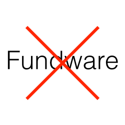 A red cross over the word fundware