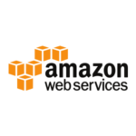 A black background with an orange logo for amazon web services.