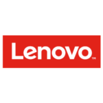 A red and white logo for lenovo.