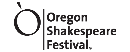 A black and white logo for the oregon shakespeare festival.