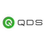 A black and green logo for qds