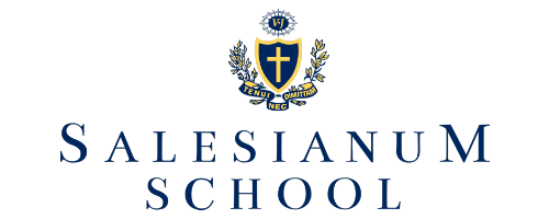 A blue and yellow logo for the lesian school.