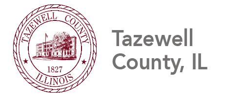 A black background with the words tazewell county in grey.