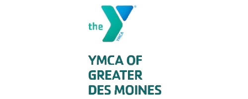 The ymca logo with a green and blue background.
